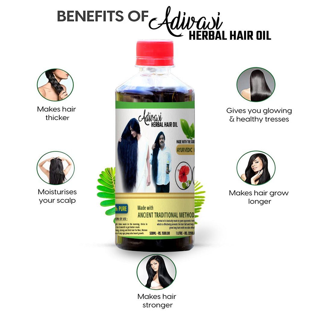 Original Adivasi Herbal Hair Oil - With Miracle Results & Pure Organic - Adivasi Original Hair Oil