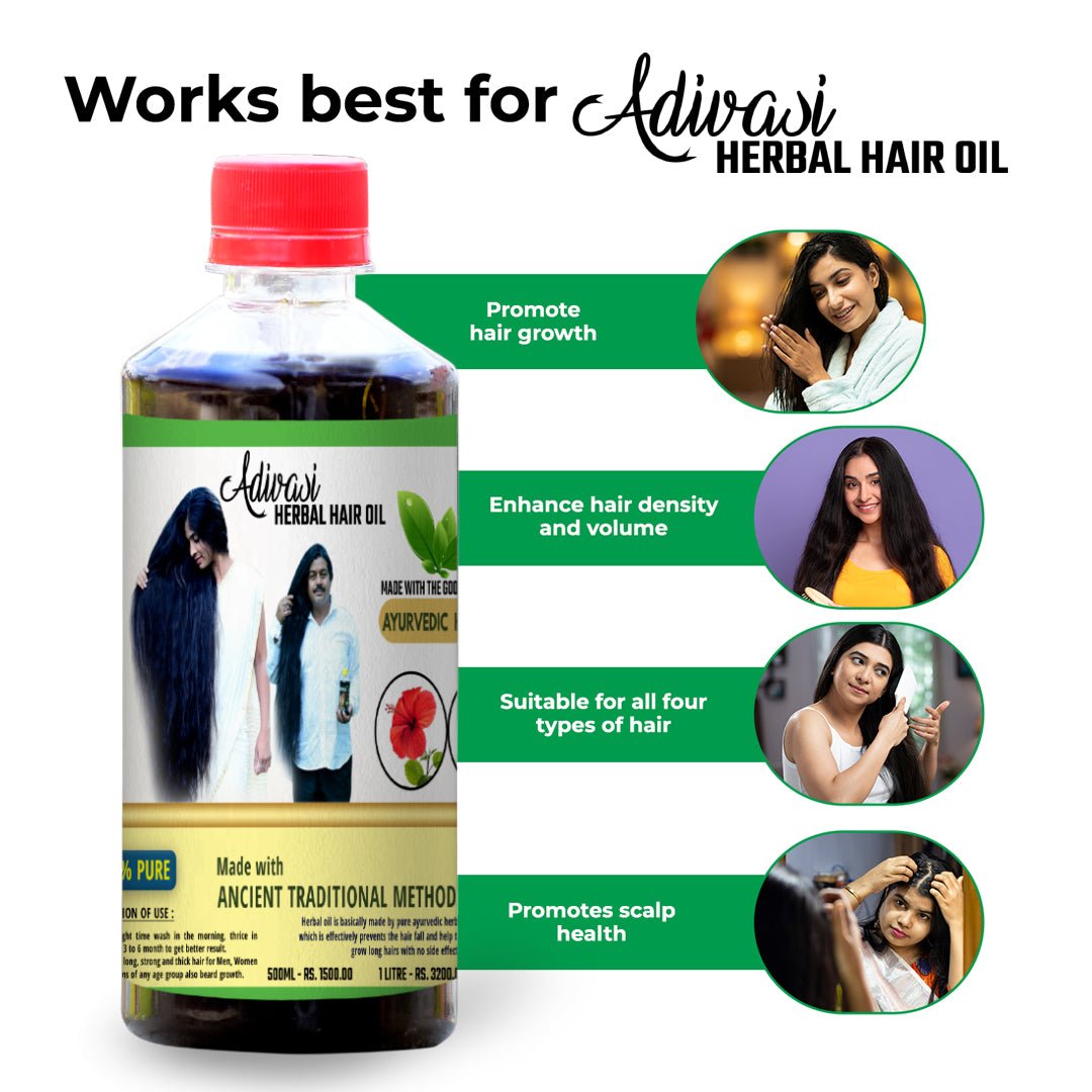 Original Adivasi Herbal Hair Oil - With Miracle Results & Pure Organic - Adivasi Original Hair Oil