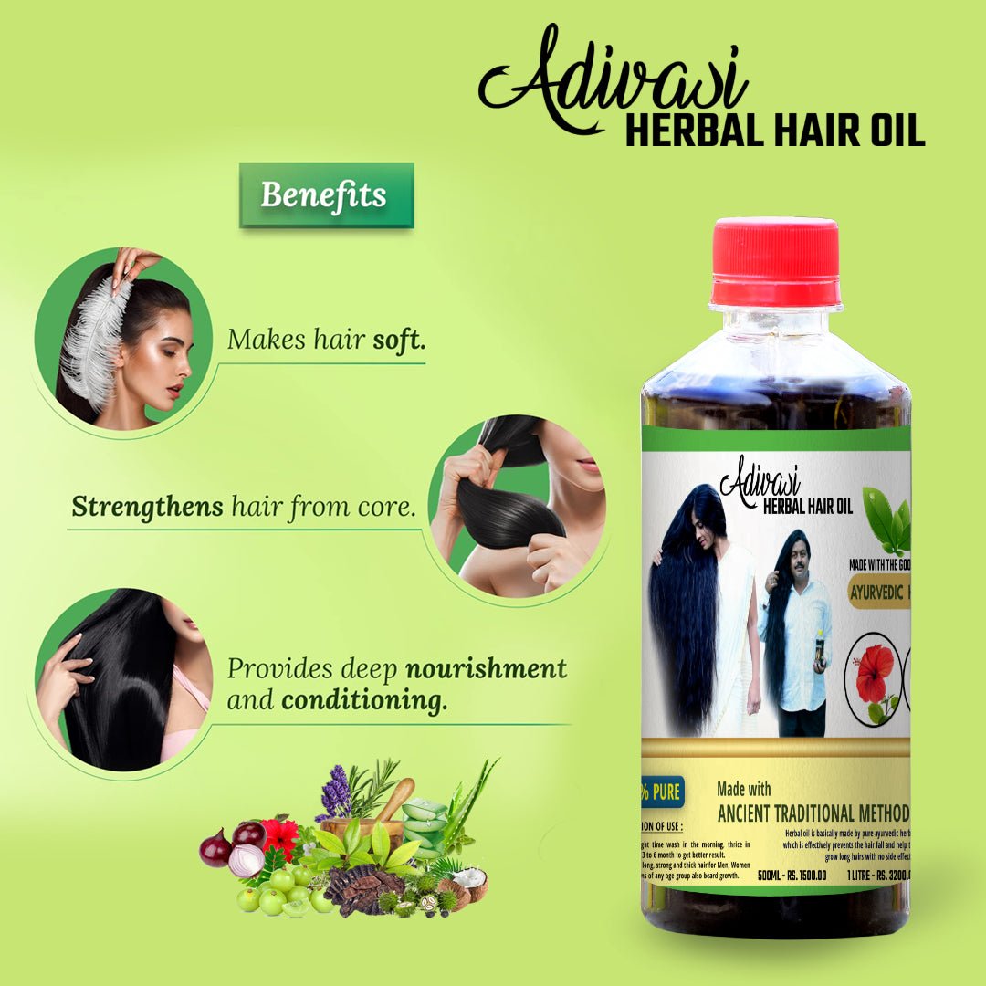 Original Adivasi Herbal Hair Oil - With Miracle Results & Pure Organic - Adivasi Original Hair Oil