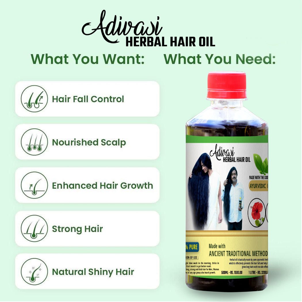 Original Adivasi Herbal Hair Oil - With Miracle Results & Pure Organic - Adivasi Original Hair Oil