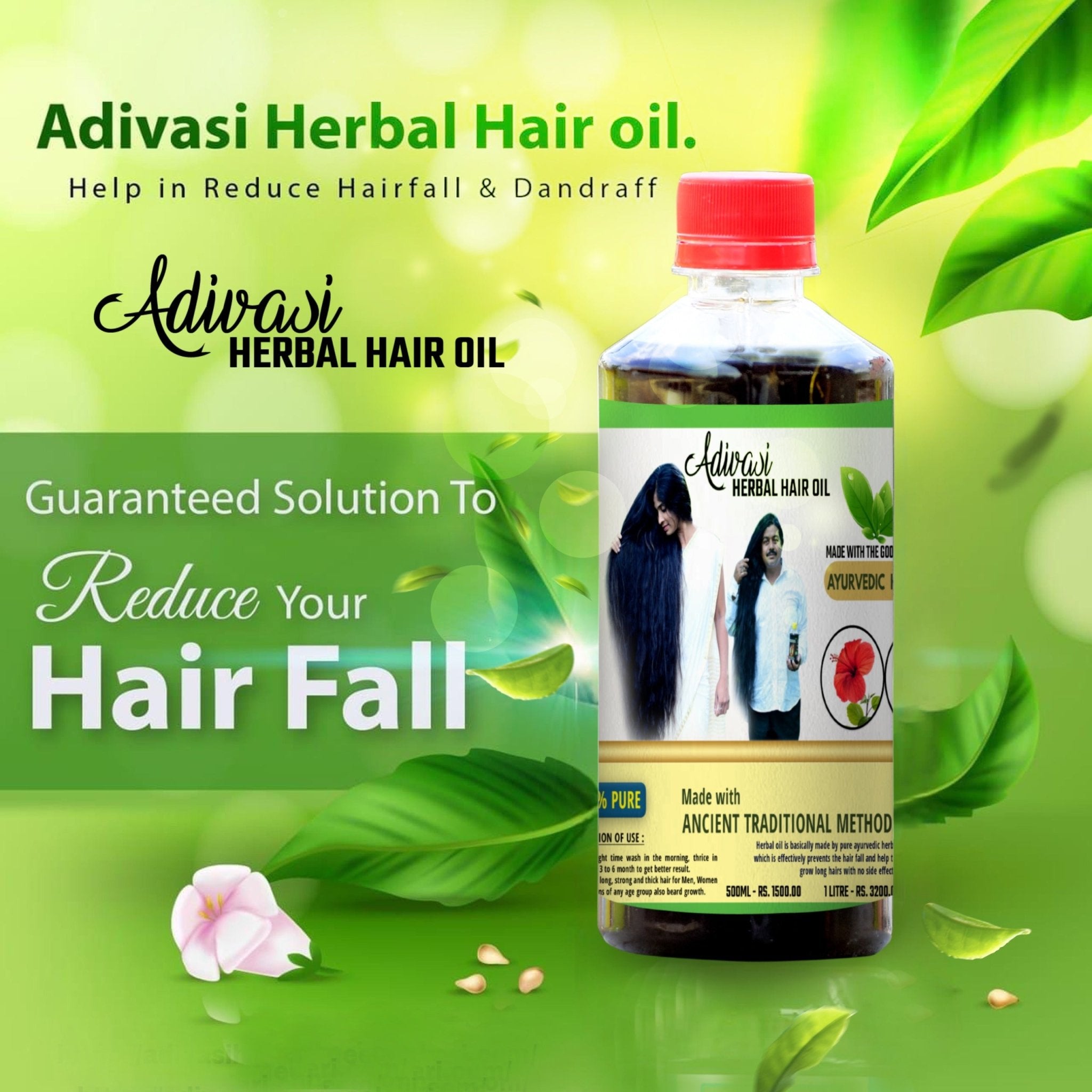 Original Adivasi Herbal Hair Oil - With Miracle Results & Pure Organic - Adivasi Original Hair Oil