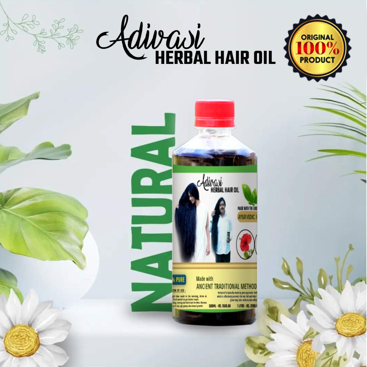 Original Adivasi Herbal Hair Oil - With Miracle Results & Pure Organic - Adivasi Original Hair Oil