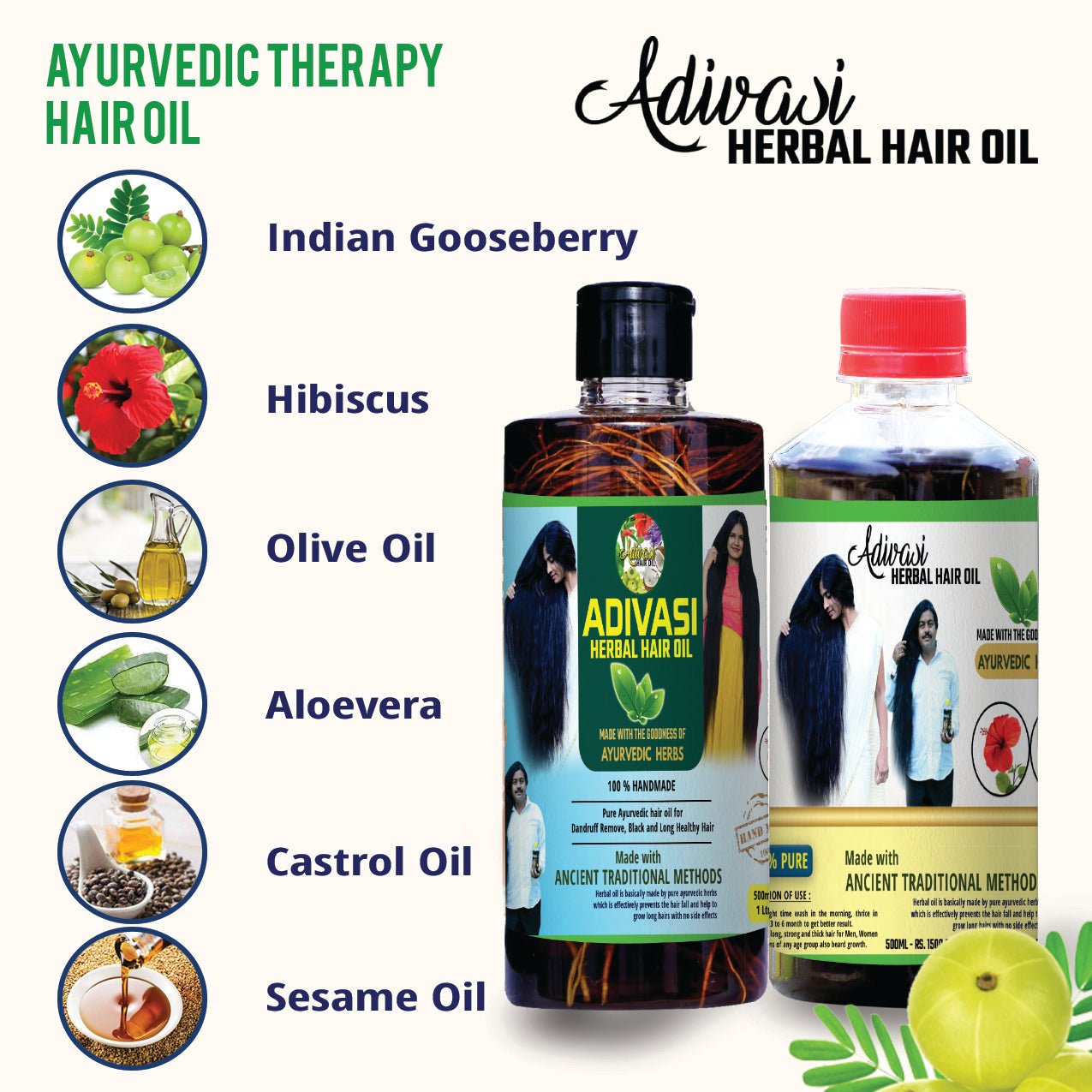 Original Adivasi Herbal Hair Oil - With Miracle Results & Pure Organic - Adivasi Original Hair Oil