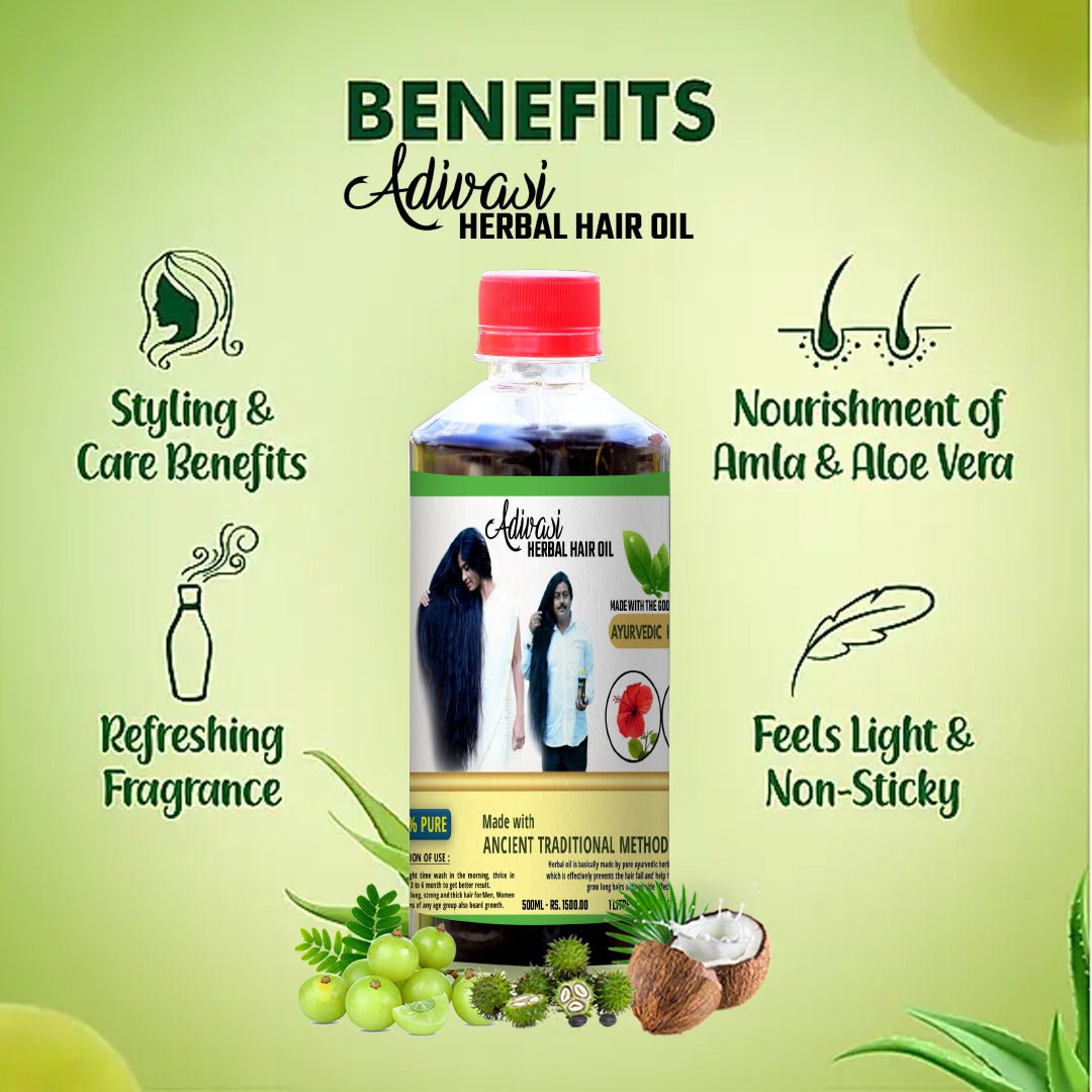 Original Adivasi Herbal Hair Oil - With Miracle Results & Pure Organic - Adivasi Original Hair Oil